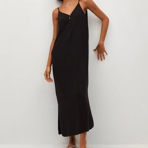 S-MANGO Black strap flowy dress